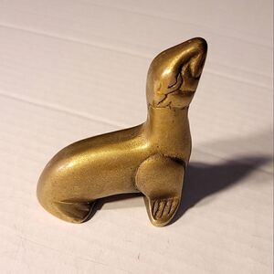 Vintage Brass Seal Animal Patina Paperweight